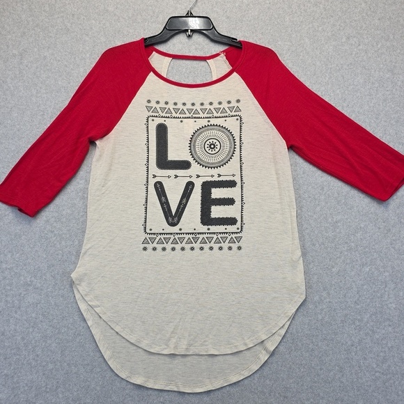No Boundaries Tops - No Boundaries love long sleeve tshirt with keyhole back size L (11-13)